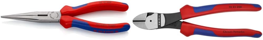 Knipex 2612200 8-Inch Long Nose Pliers with Cutter - Comfort Grip