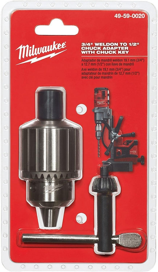 Milwaukee 49-59-0020 3/4" Weldon to 1/2" Chuck Adapter with Chuck Key