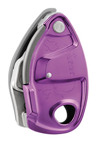 PETZL GRIGRI + Belay Device with Cam-Assisted Blocking and Anti-Panic Handle, Suitable for Learners and Intensive Use - Purple