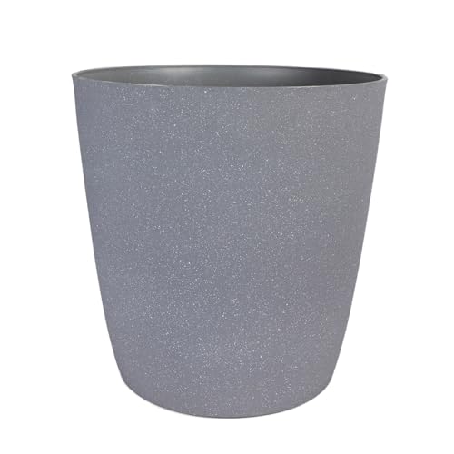 The HC Companies 16 Inch Santa Fe Round Self Watering Planter - Decorative Lightweight Plant Pot with Drainage Hole for Indoor Outdoor Use, Pebble Gray